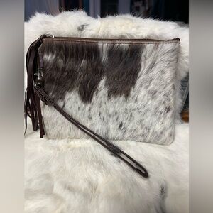 Natural cowhide  wristlet